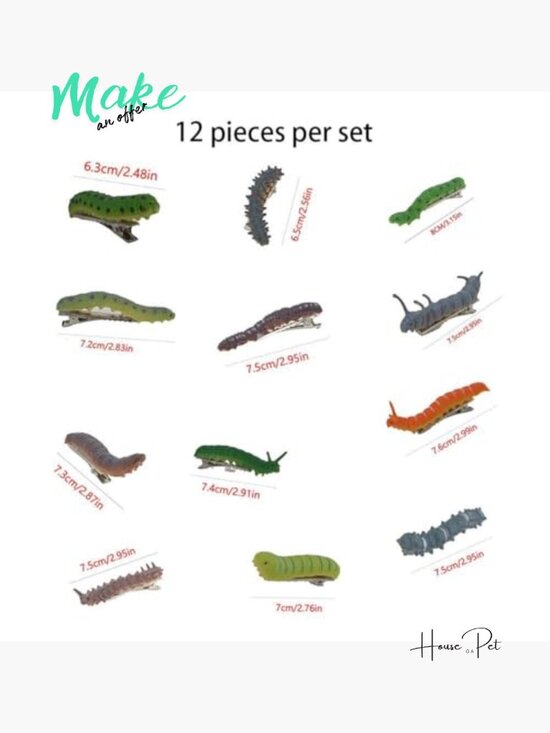 12 Pcs Hand Painted Halloween Caterpillar Hair Clips Spooky Bug Duckbill Clips